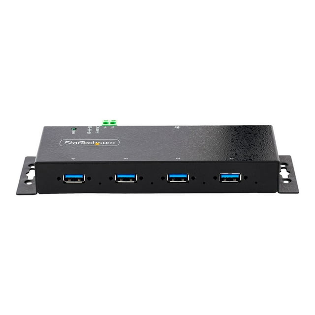 StarTech.com 4-Port Industrial USB 3.0 5Gbps Hub, Rugged USB Hub w/15kV Air/8kV Contact ESD and Surge Protection, DIN/Wall/Desk Mountable USB-A Hub, USB Expansion Hub with Locking Ports - Metal Construction (5G4AINDNP-USB-A-HUB) - Hub - industrial - 4 x USB 3.2 Gen 1 - desktop, DIN rail mountable, wall-mountable