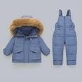 thumbnail image 2 of Edvintorg 1-4Years Baby Winter Clothes Kids Snowsuit Boys Girls Fashion Solid Color Warm Down Jackets + Thicken Jumpsuit Sets Infant Overalls Children's Tracksuit, 2 of 7