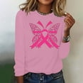 thumbnail image 5 of VKOYWKM Breast Cancer Awareness T-Shirts for Women Breast Cancer Pink Ribbon T-Shirt Long Sleeve Crew Neck Breast Cancer Tops Fall Cancer Survivor Shirt, 5 of 5