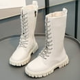 thumbnail image 4 of yocbz Girls Boots Combat Boots for Girls Toddler Lace Up Boots for Toddler/Little Kid/Big Kid White,Size for US 3, 4 of 9