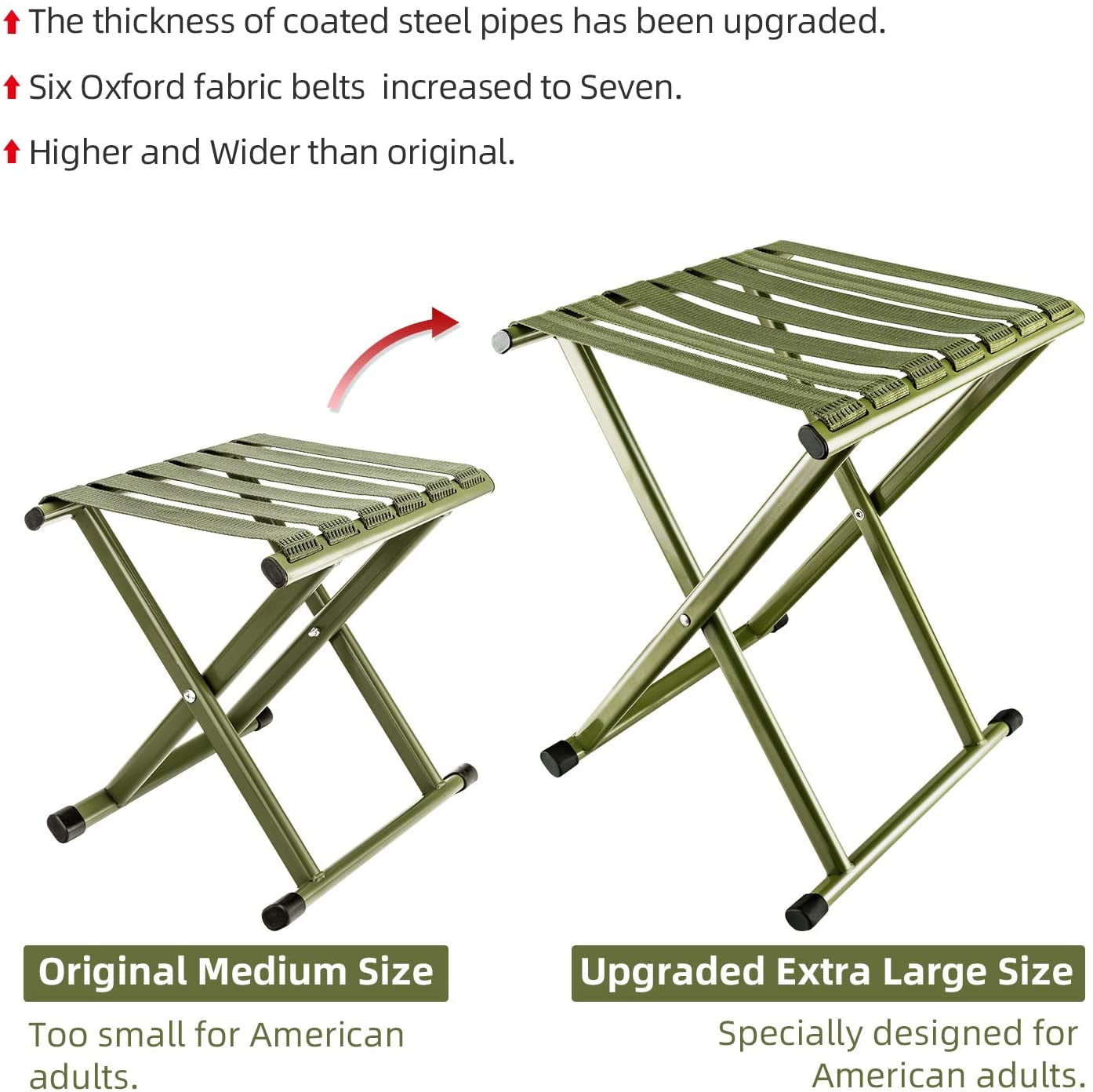 Super Strong Heavy Duty Outdoor Folding Chair Hold up to 600 lbs TRIPLE TREE Portable Folding Stool x14.3 Unfold Size 13.9 Inch Pack of Two W H Large L x17.8