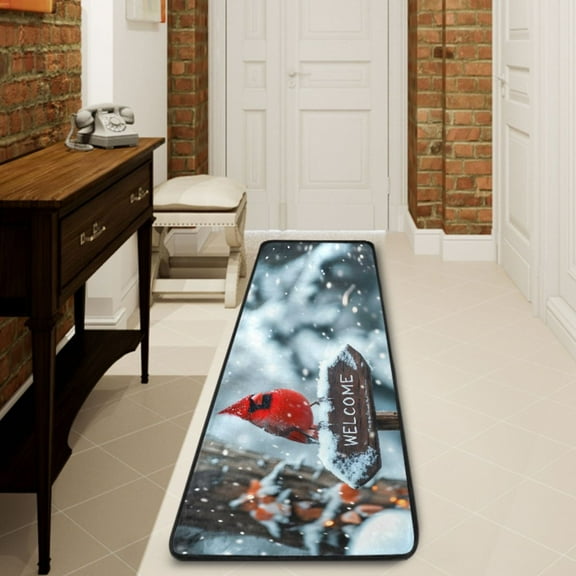 Ryvnso Winter Cardinal Welcome Hallway Runner Rugs Floor Carpet Non Slip Entryway Mat 2' x 6'
