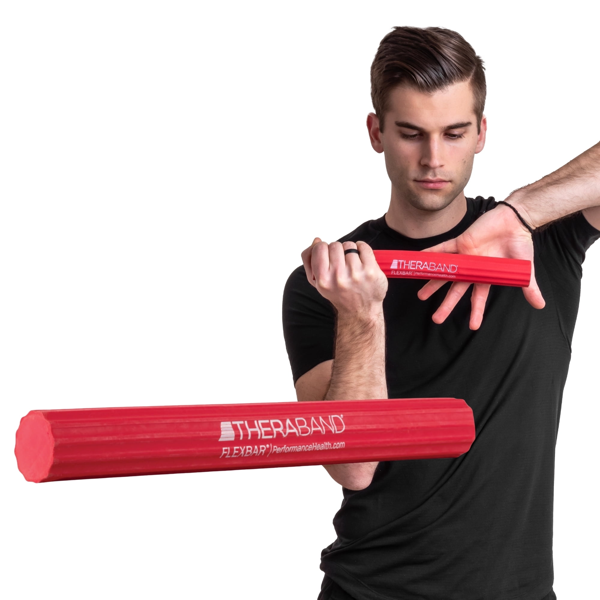 THERABAND 赤 THERABAND FlexBar Resistance Bar, Light, Red Flex Therapy Bar for