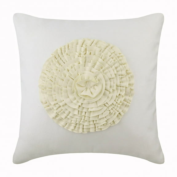 Cushion Cover For Couch, Decorative White Pillow Covers For Couch 16x16 inch (40x40 cm), Suede Pillow Covers With Zipper, Nature & Floral, Ruffles, Modern Accent Throw - Vintage Bloom