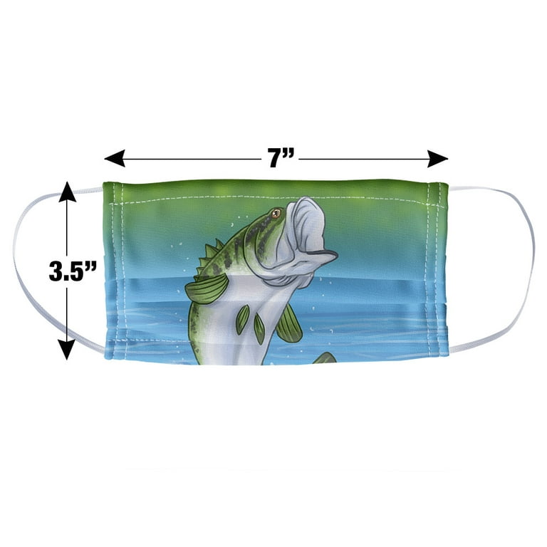 Bass Fish Jumping out of Water Fishing 1-Ply Reusable Face Mask