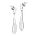 thumbnail image 4 of Elegantly Long Sterling Silver Teardrop w/ Inlaid White MOP Dangle Earrings, 4 of 5