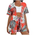 thumbnail image 2 of Gamivast Summer Sets Women 3 Piece Outfits Floral Dragonfly Print Kimono & Shorts with Tank Top Vacation Suits Boho Beach Cover Up Hawaiian Holiday Matching Set, 2 of 5