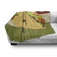 thumbnail image 3 of Food Soft Flannel Fleece Throw Blanket, Mexican Taco with Mustached Face Rolled with Veggies Humor Comic Childish Art, Cozy Plush for Indoor and Outdoor Use, 70" x 90", Multicolor, by Ambesonne, 3 of 6