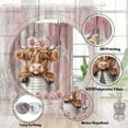 thumbnail image 2 of Funny Highland Cow Shower Curtain, Teal Cute Rustic Western Floral Plant Daisy Wooden Farmhouse Bath Curtain, Country Animal Fabric Waterproof Shower Curtain Set for Bathtub Decor, 72X72in, 2 of 5