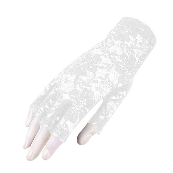 ibuvkizy Lace Gloves Women,Floral Lace Half-Finger Gloves - Openwork Mesh Stretch Lightweight Breathable Fingerless Style for Spring/Summer/Fall,Gifts for Women