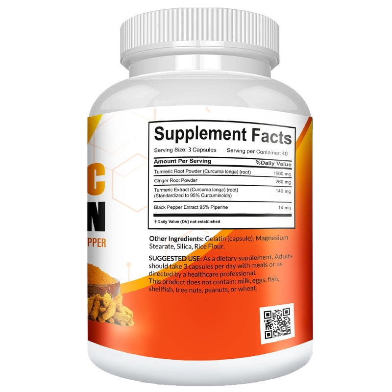 Vitamisan Turmeric Curcumin with Ginger & Black Pepper, 2100mg, 240 Capsules (2 Pack), Dietary Supplement