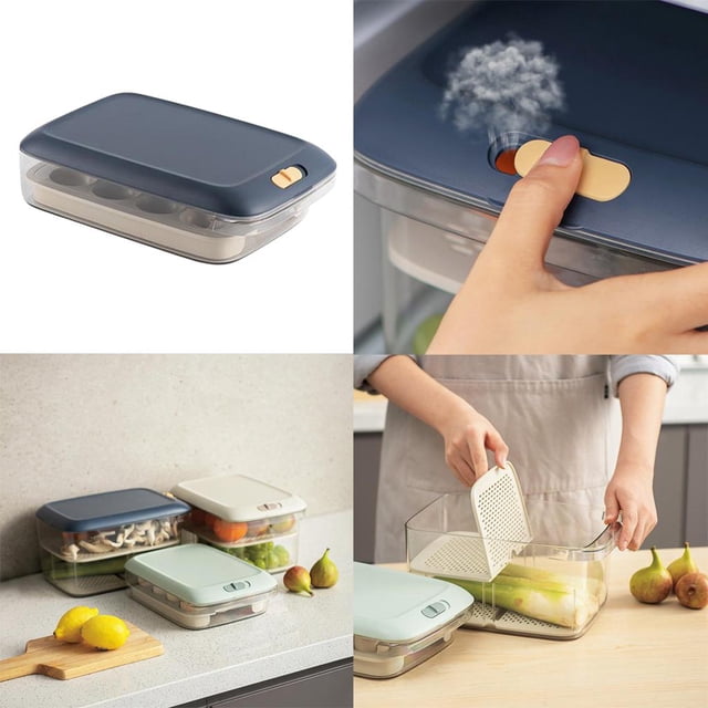 de almacenamiento para refrigerador Produce Saver organizadores de refrigerador apibles con bandeja de drenaje extraíble O perfecl Contenedores de almacenamiento de nevera
