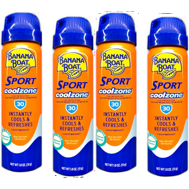 Banana Boat Sport CoolZone Clear Sunscreen Spray SPF 30, 1.8 Oz  4pk