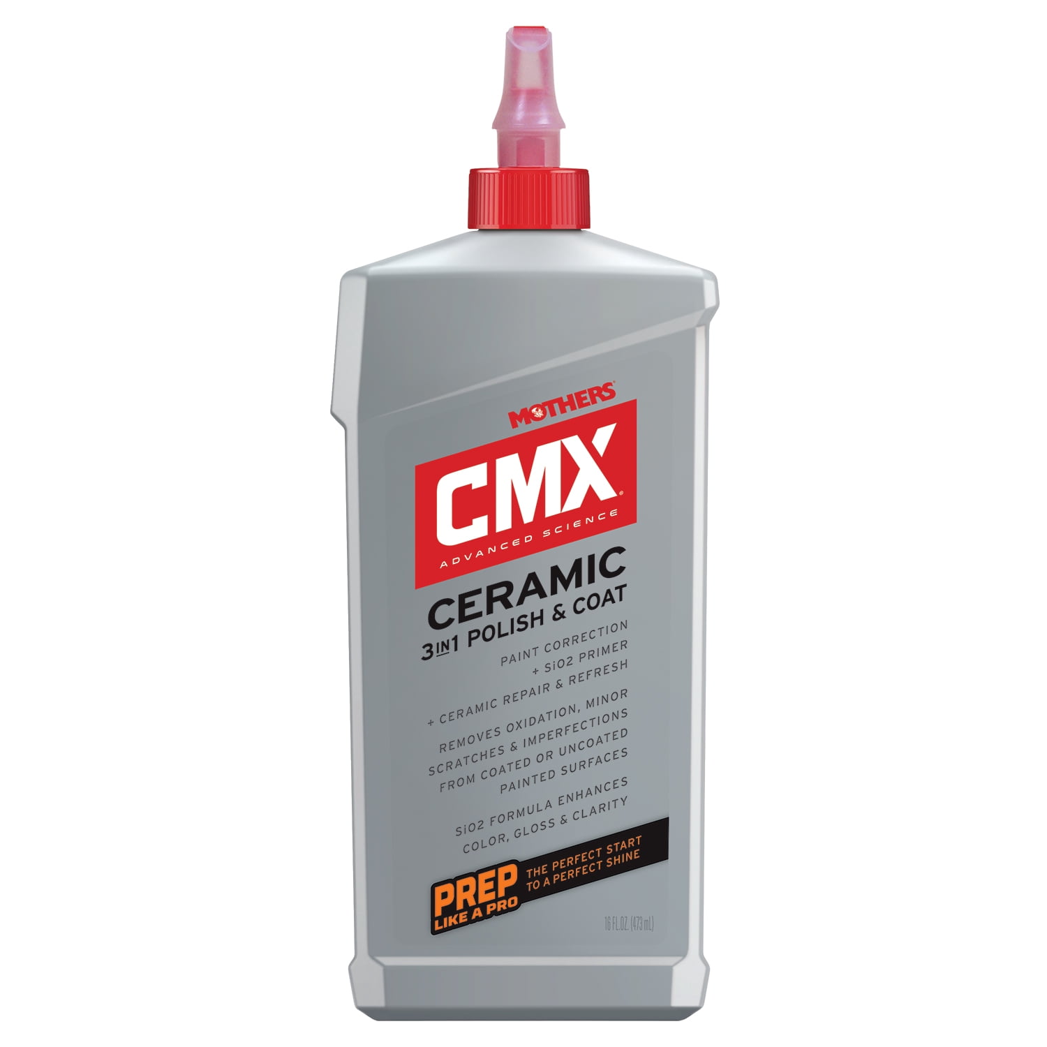 Mother's 01716/155200 CMX Ceramic 3-in-1 Polish & Coat 16 oz. and Mother's Microfiber Ultra-Soft Polishing Cloth
