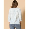 thumbnail image 4 of DARING DIVA Tie V Neck Boho Ruffled 3/4 Sleeve Blouses XS White Blue, 4 of 7