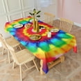thumbnail image 3 of Rainbow Tie Dye Circular Pattern Rectangle Tablecloth 60"x102",Waterproof Polyester Rectangle Table Cloth, Wipeable Spillproof Polyester Tablecloth for Dining, Camping, Indoor and Outdoor, 3 of 6