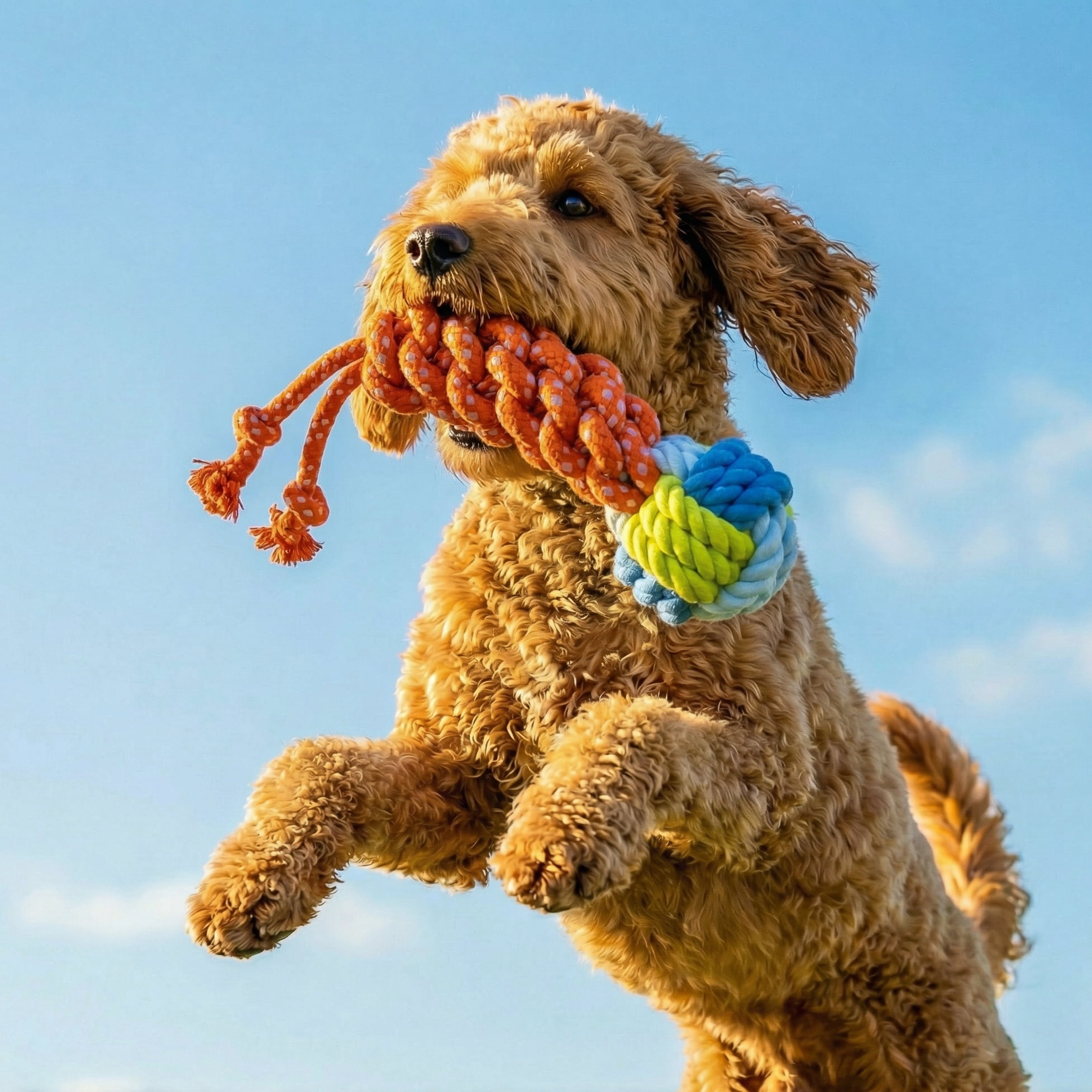 Oodles Durable Lasso Rope Dog Toy Set, Multicolored, Large