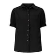 thumbnail image 6 of Youyipin Womens Summer tops Button Down Shirts V Neck Collared Casual Blouse Tops with Pockets short sleeve shirts for women, 6 of 8