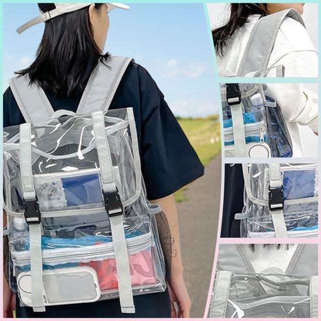 CHUANK Storage Trunks & Bag Transparent Backpack Clear Backpack Transparent Mini Backpack Suitable For Students‘ Bags for Security Work Concert Sport Festival Travel Multicolor
