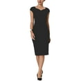 thumbnail image 3 of Hobemty Women's Sheath Dress Pleated Side Pencil Wear-to-Work Dress, 3 of 6