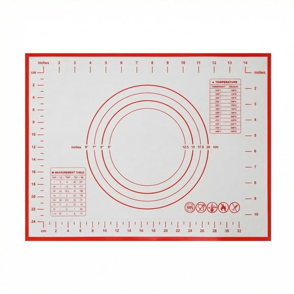 Thick Silicone Baking Mat with Measurement Marks, Non-Slip Reusable Dough Rolling Mat for Cookies, Bread, Pastry, Food Grade Home Kitchen Baking Pad