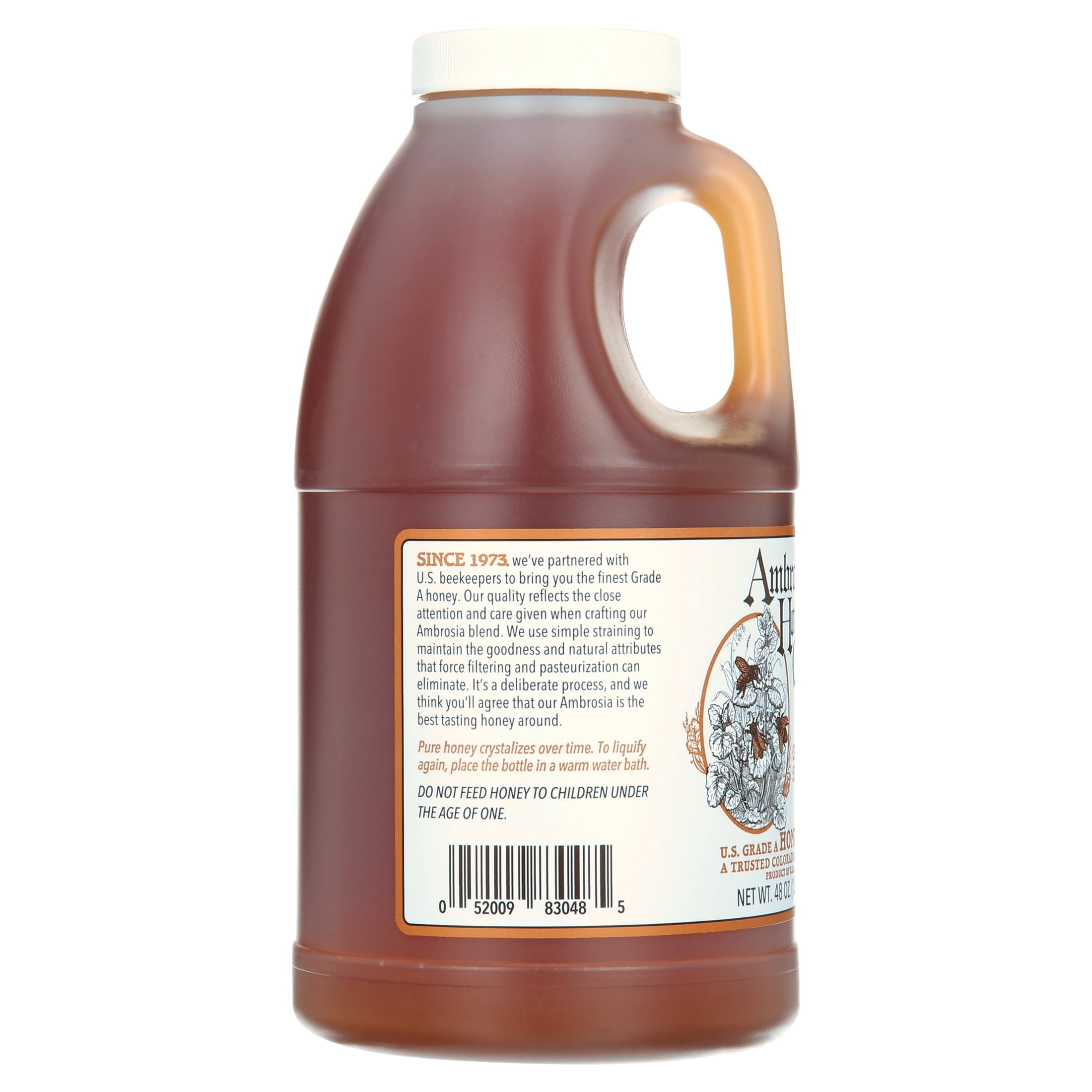 Ambrosia Honey Co., Pure, Raw, & Gently Filtered Honey, Shelf-Stable, 48 fl oz Jug