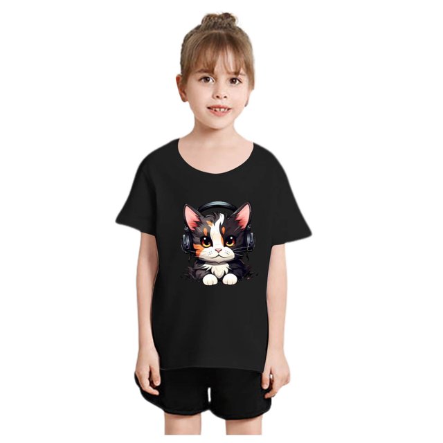 TZEWGL Tees For Child Loose Printed Round Neck Short Sleeve Clothes For Girls Boys size 8-10T