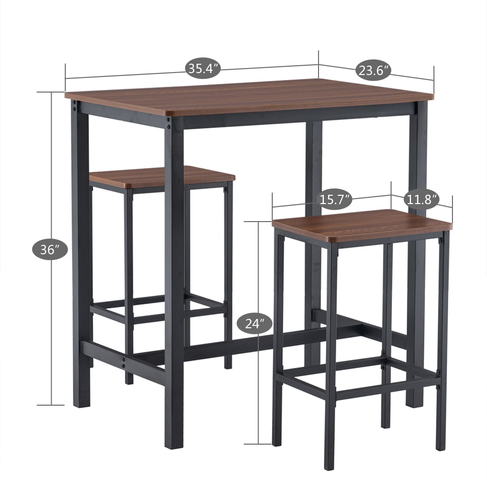 Kepooman Dining Table and Chair Set, 3-Piece Table Set, 35" W x 23"D x 36"H, Wood Grain Brown Kepooman Dining Table and Chair Set, 3-Piece Table Set, 35" W x 23"D x 36"H, Wood Grain Brown