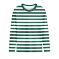 thumbnail image 2 of ITSAME Long Sleeve T-Shirt for Girls, Striped Print Round Neck Loose Fit Kids Fashion Casual Pullover Tops Green Size 13T, 2 of 8