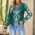thumbnail image 2 of Mujeres Casual Moda Jersey Manga larga Cuello en V Blusas con botones Camiseta estampada Pompotops  FGAJ14344, 2 of 5