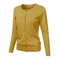 thumbnail image 1 of Cardigan Court à Col Rond, Chandail Court Grande Taille, Haut Tricoté Décontracté Jaune 3TG, Manteau, 1 of 4