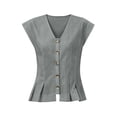thumbnail image 6 of GERsome Women's Tank Tops V-Neck Pleated Button Down Sleeveless Loose Fit T-Shirts for Summer Casual Gray Size S, 6 of 7