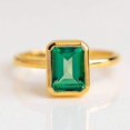 thumbnail image 3 of LATELIERDBIJOUX Green Emerald Wedding Ring / Promise Gift for her / 1.5 Ct Color Gemstone / 8x6mm Bezel Set Jewelry / Solitaire Minimalist Ring, 3 of 6