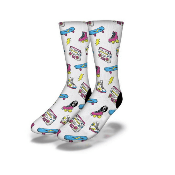 80'S AWESOME RETRO ROLLER SKATE Socks (White)