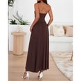 thumbnail image 4 of LWavelet Women's Strapless Ruched Waist Maxi Dress with Pockets for Party & Casual Wear Brown M, 4 of 6