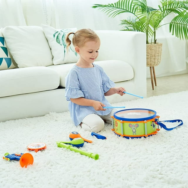 Set de instrumentos musicales HUOGUO Toddler con batería y trompeta