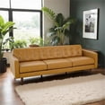 thumbnail image 2 of Harvey Mid-Century Modern Tight Back Genuine Leather Sofa in Tan, 2 of 6