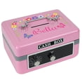 thumbnail image 1 of Personalized Pink Cash Box (Butteflies and Flowers), 1 of 4