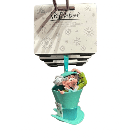 Disney Parks Alice in Wonderland Mad Hatter Sketchbook Christmas Ornament New
