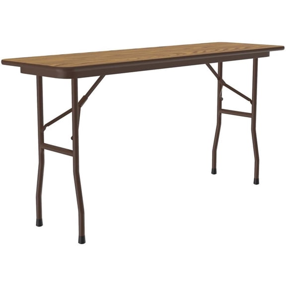 Correll 18"W x 72"D Melamine Top Folding Table in Medium Oak