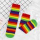 thumbnail image 5 of 2 pares de calcetines de tubo medio con rayas de arcoíris novedosos a la moda para niños Unisex, calcetines coloridos de rayas de payaso para vacaciones, calcetines de algodón para uso diario WD.WDQZL Hogar, 5 of 5