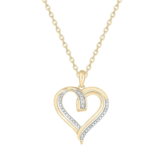 Cali Trove Diamond Heart Pendant Necklace for Women 1/10 Ct Natural Diamonds 14KT Yellow Gold Vermeil on 925 Sterling Silver 18 Inch Chain Gift for Her