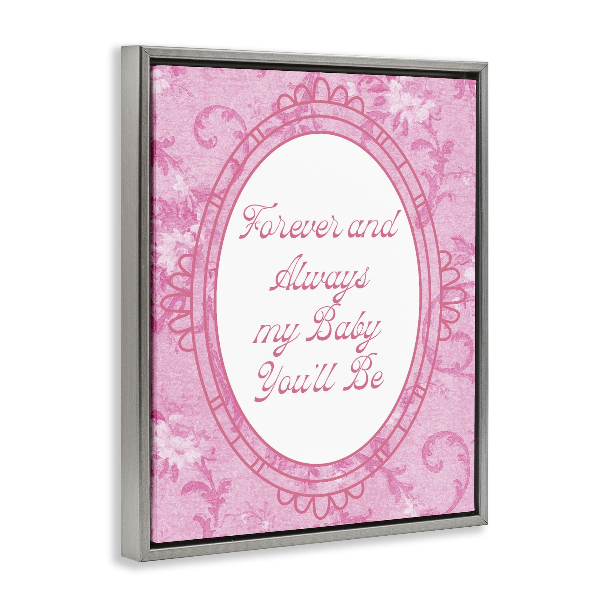 Stupell Industries Forever & Always My Baby Gray Framed Floater Canvas Wall Art, design by Lil' Rue