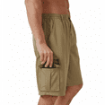 thumbnail image 3 of Puztloy Men's Cargo Shorts Work Gym Medium Elastic Waist Drawstring with Zippered Pockets Relaxed Fit Outdoor Casual Pant,2025 Khaki, 3 of 8