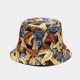 thumbnail image 1 of Lindo sombrero de cubo sombreros de pescador de playa para mujer, ropa de doble cara reversible Feliz Sencillez, 1 of 5