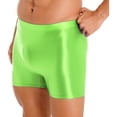 thumbnail image 4 of IEFIEL Mens Glossy Fitness Swimming Shorts Trunks Solid Color Stretchy Boxer Shorts Fluorescent Green L, 4 of 7