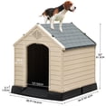 thumbnail image 2 of Dextrus Spacious Large Plastic Dog House with Air Vents and Elevated Floor, Weather Resistant Easy Assembly Outdoor Indoor Dog house（34.5"L*31"W*32"H,Gray + Brown）, 2 of 9