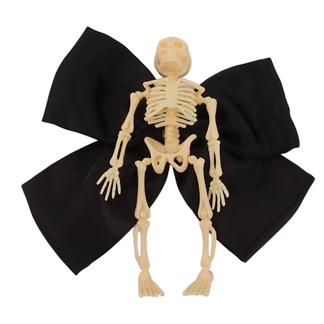 Pinzas para el pelo de Halloween para mujer y niña, con forma de esqueleto y hueso, con lazo, para disfraces, fiestas y decoración del cabello 6109