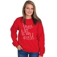 thumbnail image 4 of Cute Christmas Peace To The World Women Crewneck Sweatshirt Brisco Brands M, 4 of 6