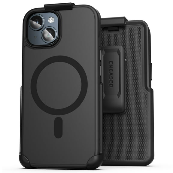 Encased SlimShield Designed for iPhone 15 Belt Clip Case with Holster (Compatible with MagSafe) Black